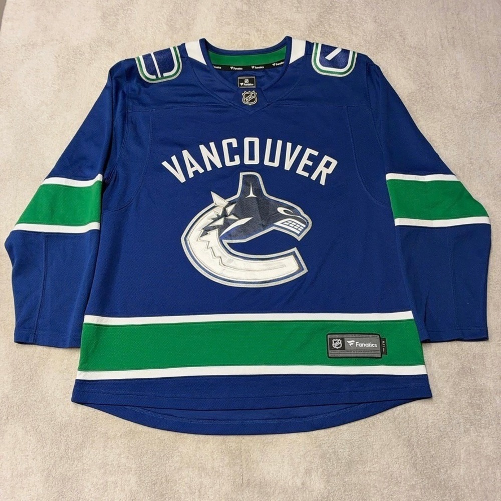 2017 Vancouver Canucks Fantatics Jersey Blank Home Blue Breakaway Hockey Mens L